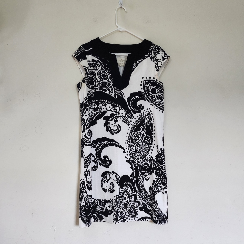 Kate Spade New York Heleen Black White Paisley Print Shift Dress Size 6